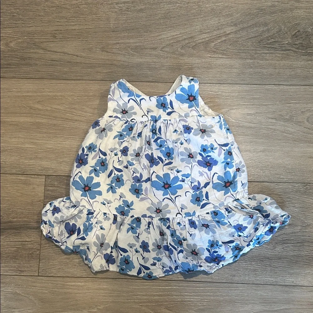 Old Navy Blue and White Floral Dress Size 12-18 months